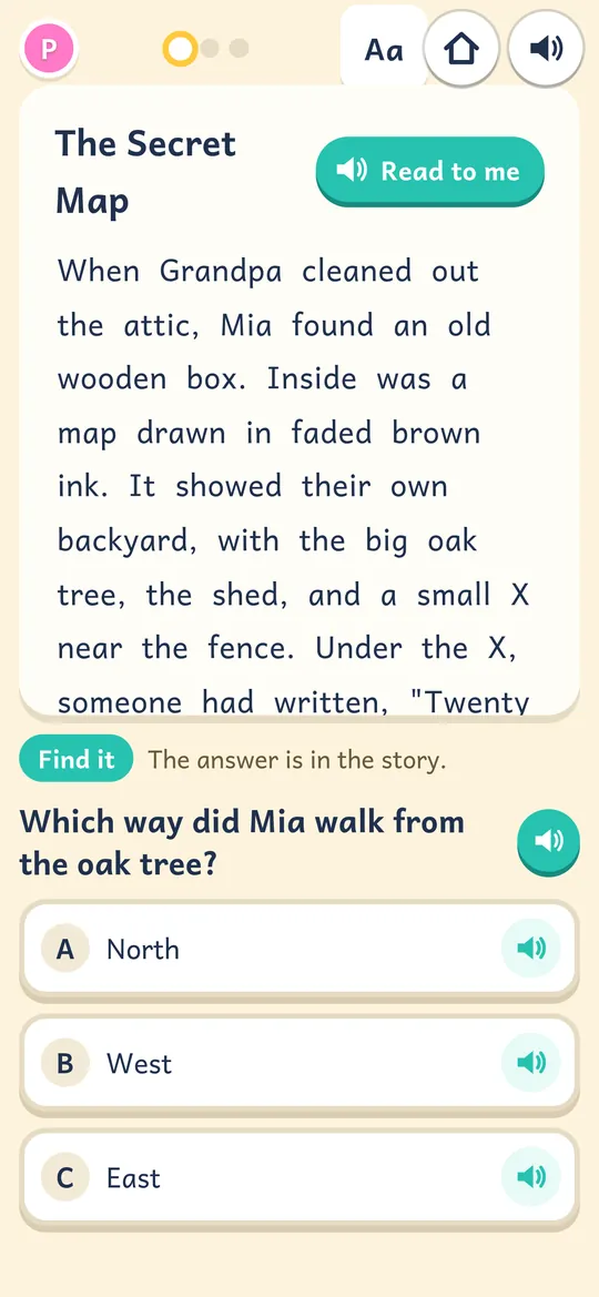 Reading Nook: a short story with Read to me and a question about it