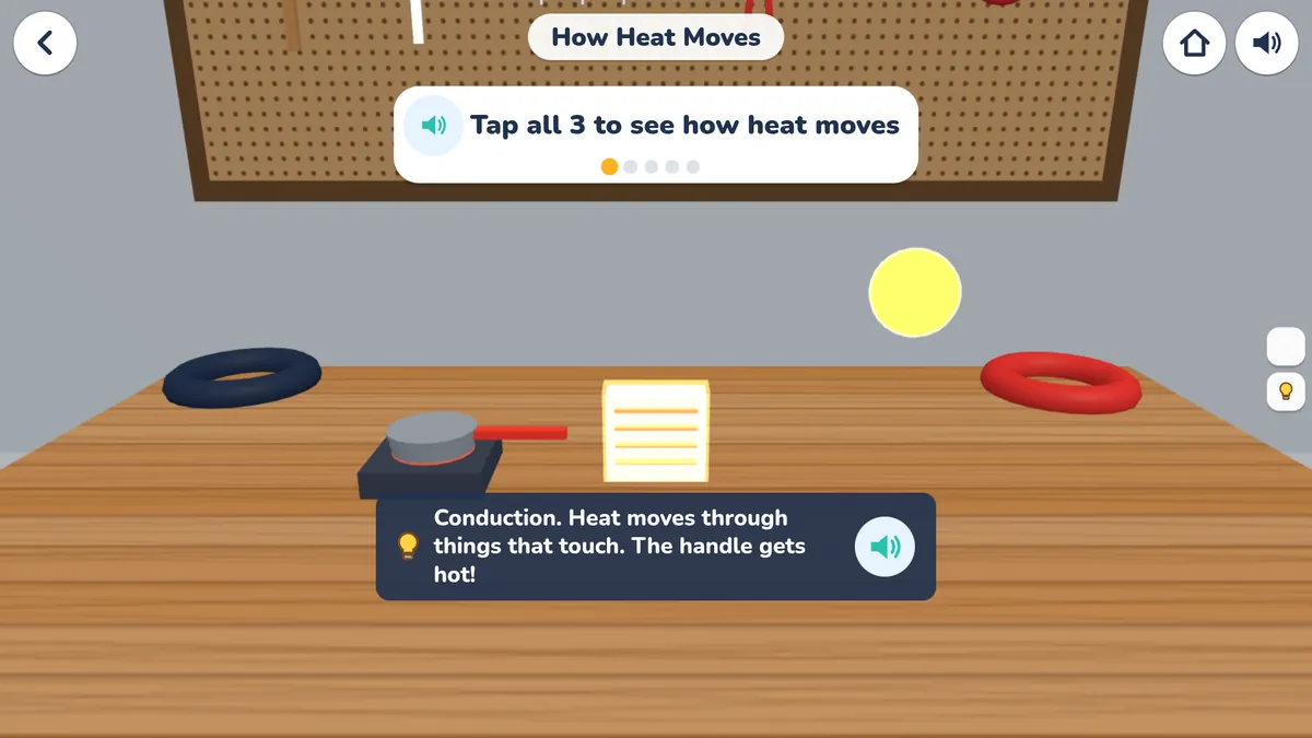 The HVAC station: tap 3 things to see how heat moves